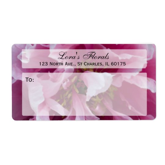 Étiquette d'expédition floral de pivoine rose
