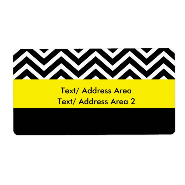 Étiquette d'expédition noire jaune Chevron moderne (Devant)
