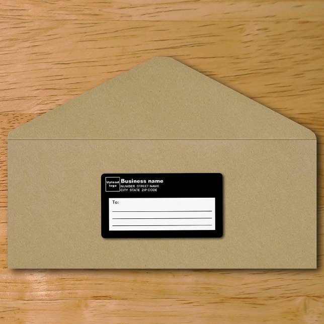 Étiquette d'expédition pour entreprises noires (Black business shipping label on envelope)