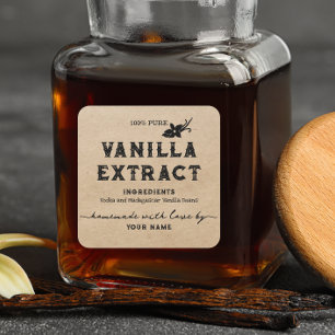 Étiquette d'extraction de vanille maison Kraft Per