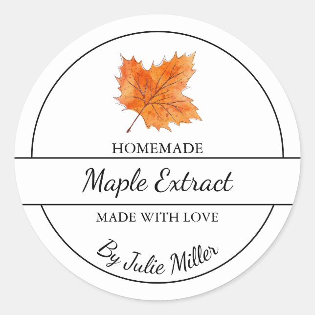 Étiquette d'extraction d'érable maison simple (Devant)