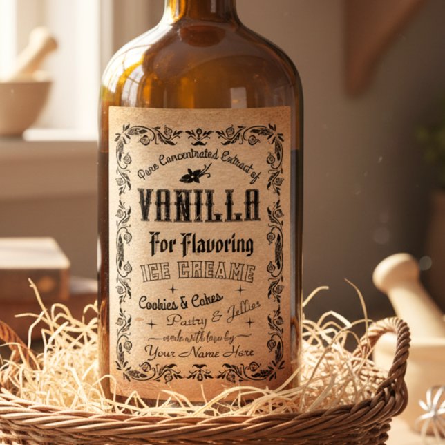 Étiquette d'extrait de vanille fait maison kraft V (Créateur téléchargé)