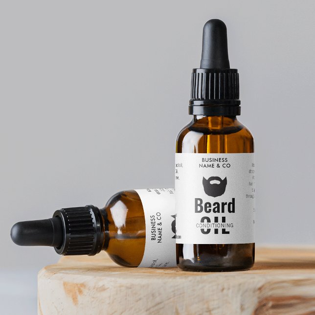 Étiquette d'huile de barbe moderne 1 OZ 30ml Boute (Minimalist black and white beard oil 1 oz dropper bottle wrapper waterproof label *verify size*)