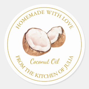 Étiquette d'huile de noix de coco maison Gold   Bl