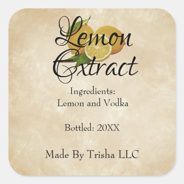 Étiquette d'huile d'extraction de citron personnal (Devant)