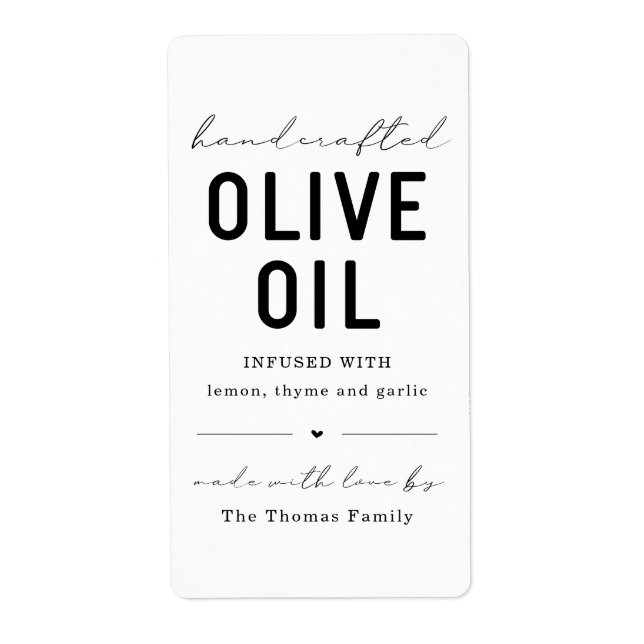Étiquette d'huile d'olive faite maison (Devant)