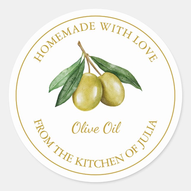 Étiquette d'huile d'olive maison Gold | Blanc (Devant)