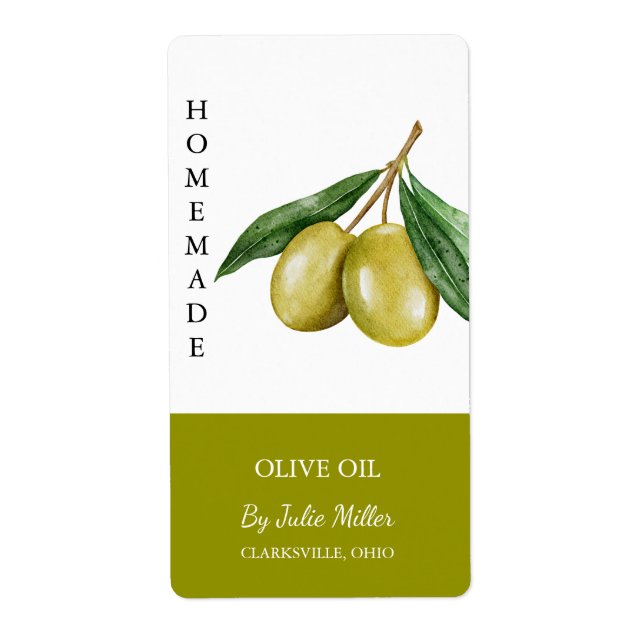 Étiquette d'huile d'olive maison moderne (Devant)