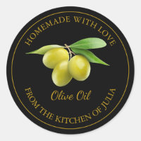 Étiquette d'huile d'olive maison | Noir