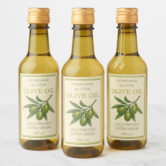 Étiquette d'huile d'olive maison personnalisé (Bouteilles)