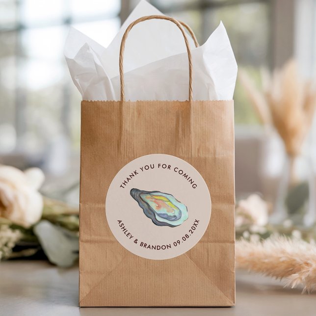 Étiquette d'huître à l'aquarelle, mariage côtier a (Créateur téléchargé)