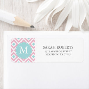 Étiquette Diamants de menthe rose monogramme Motif Ikat