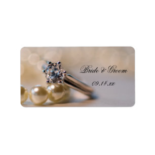 Étiquette Diamond Ring et Perles Mariage Favor Tags