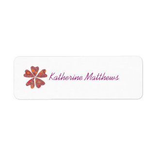 Étiquette d'identification cœurs fleuris