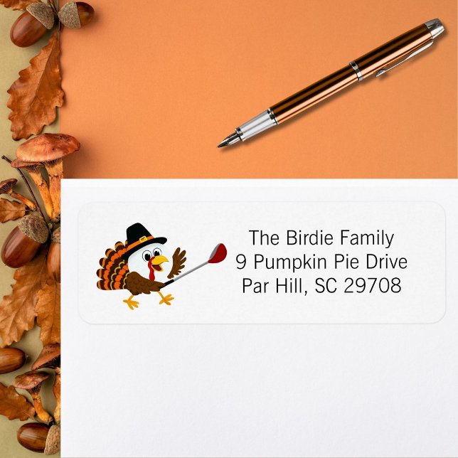 Étiquette Dinde de Thanksgiving Balle de Golf Mignonne (Créateur téléchargé)