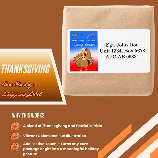 Étiquette Dinde de Thanksgiving militaire saluant  (Créateur téléchargé)