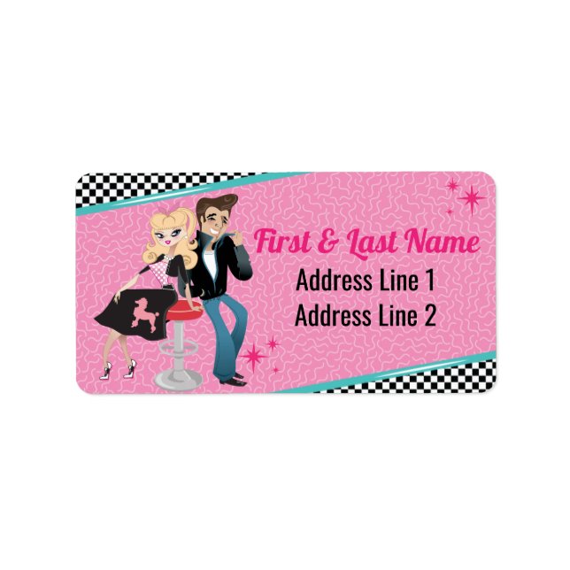 Étiquette Diner Retro Jukebox 1950 Anniversaire fêté Sock Ho (Devant)