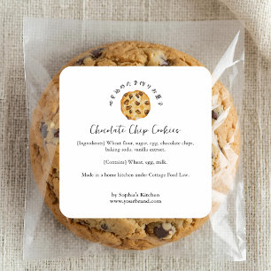 Étiquette d'ingrédient de biscuit à chip de chocol