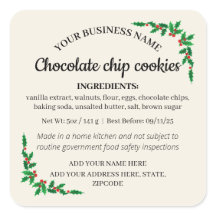 Étiquette d'ingrédient de cottage de Noël