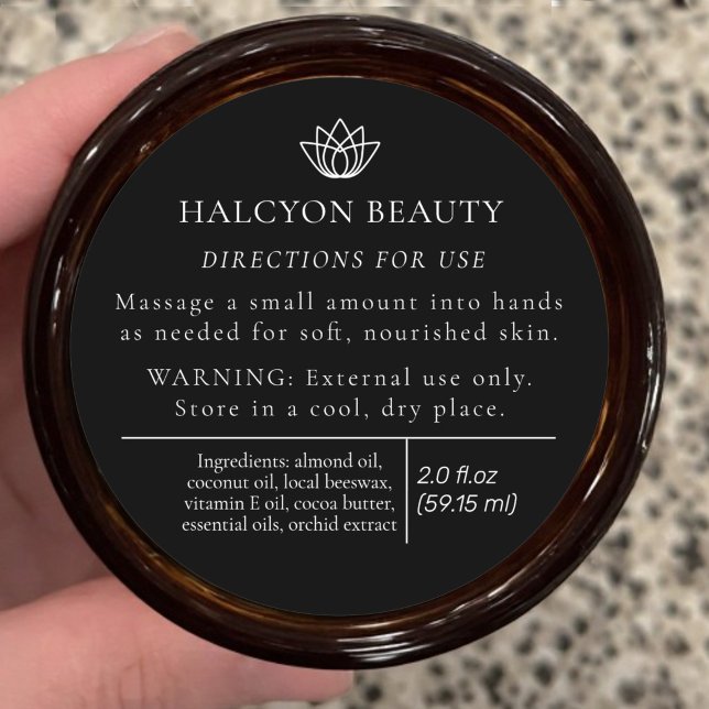 Étiquette d'ingrédient de produit de beauté noir (Créateur téléchargé)