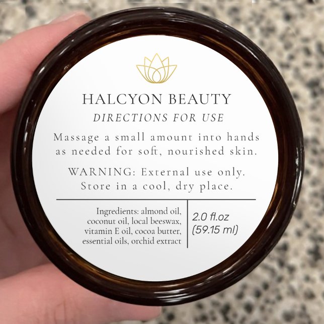 Étiquette d'ingrédient de produit de beauté noir d (Créateur téléchargé)