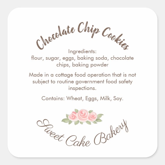 Étiquette d'ingrédients de cookie au chocolat Chal (Devant)