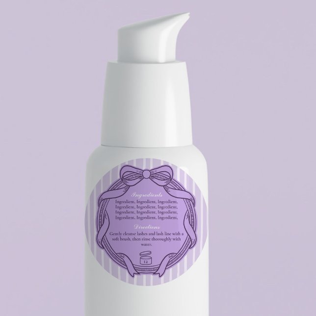 Étiquette d'ingrédients et instructions de cadre d (Purple Bow Frame Ingredients & Directions Label)