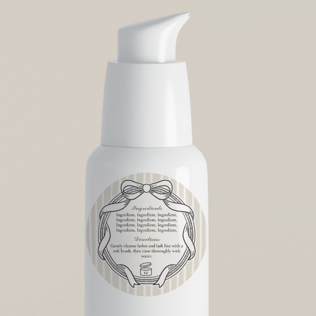 Étiquette d'ingrédients et instructions de cadre d (Cream Bow Frame Ingredients & Directions Label)