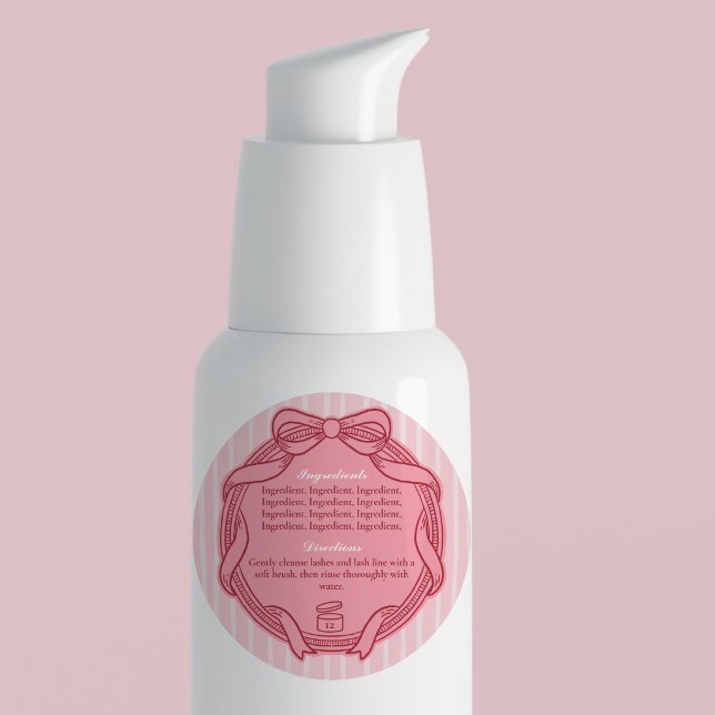 Étiquette d'ingrédients et instructions de cadre d (Pink Bow Frame Ingredients & Directions Label)