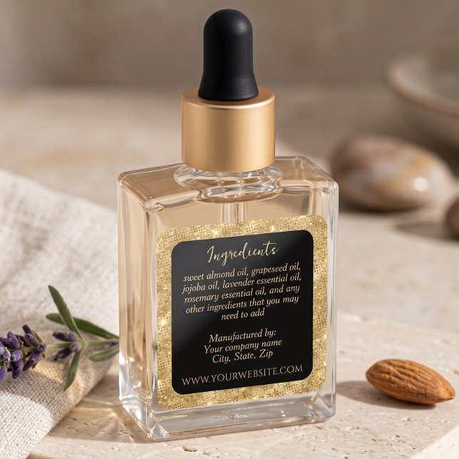 Étiquette d'ingrédients Paillettes Noires et Dorée (Créateur téléchargé)