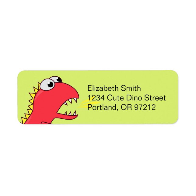 Étiquette Dinosaure mignon de T-Rex de bande dessinée de (Devant)
