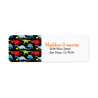 Étiquette Dinosaure moderne brillant Retourner l'adresse Éti