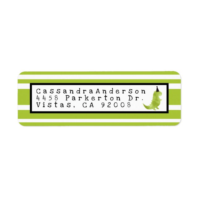 Étiquette Dinosaure Thème Stomp et Chomp Green Dino Annivers (Devant)