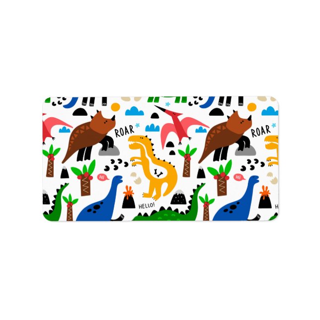 Étiquette Dinosaures motif transparent (Devant)