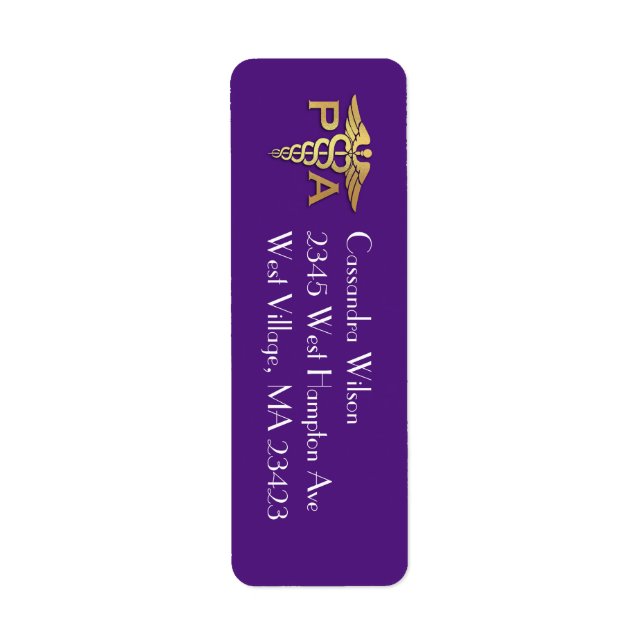 Étiquette Diplômé Assistant de Médecin AM Violet Or (Devant)