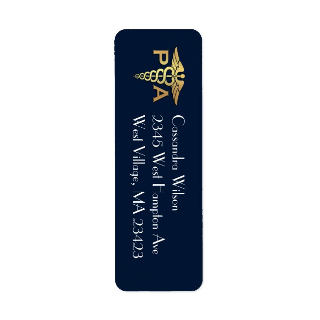 Étiquette Diplômé Assistant de Médecine AM Bleu Nuit Or (Devant)