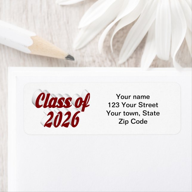 Étiquette Diplômé de 2026 texte bordeaux de graduation (En situation)