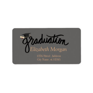 Étiquette Diplôme de chapeau de diplômé manuscrit