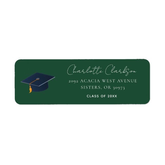 Étiquette Diplômé de l'université élégant Nom et année de fi (Devant)