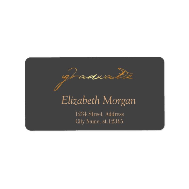 Étiquette Diplômé écriture manuscrite élégante (Devant)