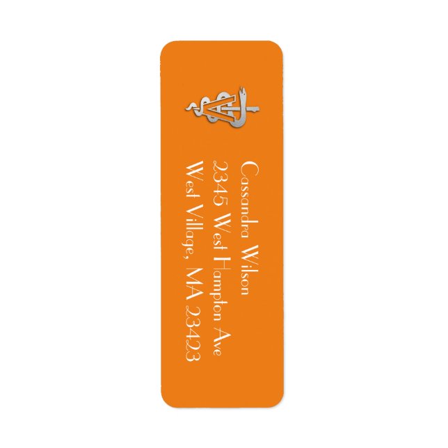 Étiquette Diplômé Vétérinaire Orange Argent (Devant)