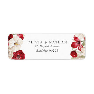 Étiquette Divine Bloom : White & Red Mariage Adresse de reto