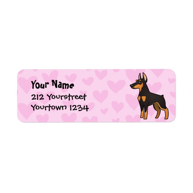 Étiquette Doberman Pinscher Love (oreilles pointues) (Devant)