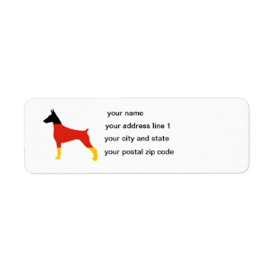 Étiquette doberman pinscher silhouette du drapeau allemand