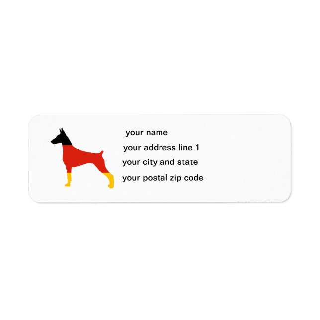 Étiquette doberman pinscher silhouette du drapeau allemand (Devant)