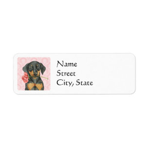 Étiquette Dobermann rose de Valentine