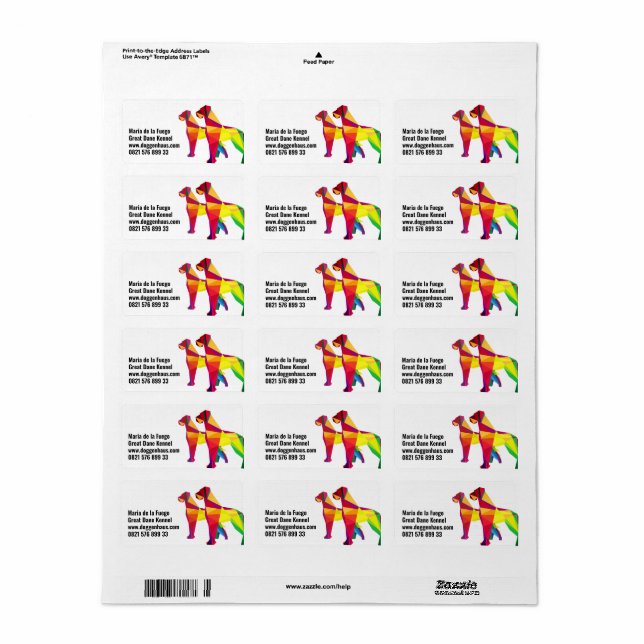 Étiquette Dogue allemand abstrait grand (Feuille entière)