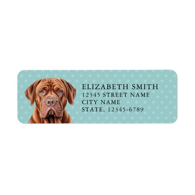 Étiquette Dogue De Bordeaux Adresse de retour Label (Devant)