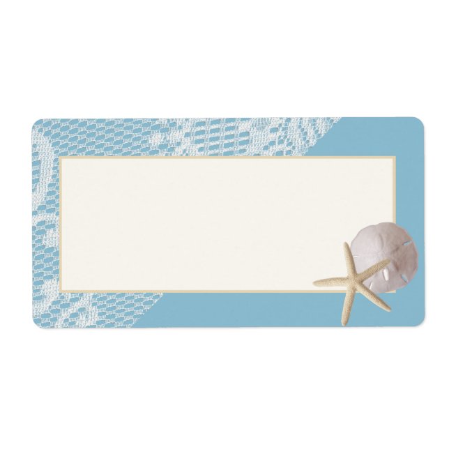 Étiquette Dollar de sable de Starfish et bleu dentelle (Devant)