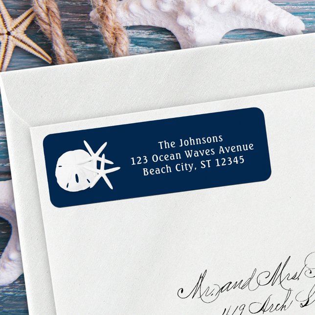 Étiquette Dollar de sable de Starfish Marine bleu (Créateur téléchargé)